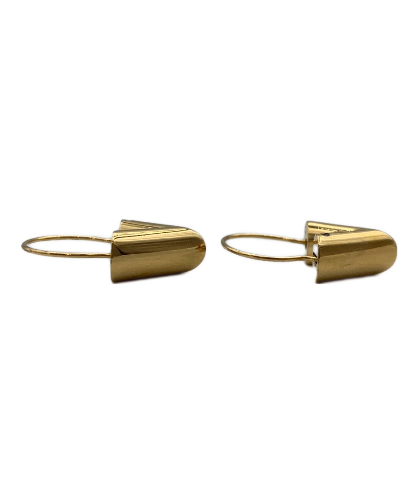 Louis Vuitton Earrings Authentic Essential V Gold M61088 1.6cm 1.3cm 3.5cm