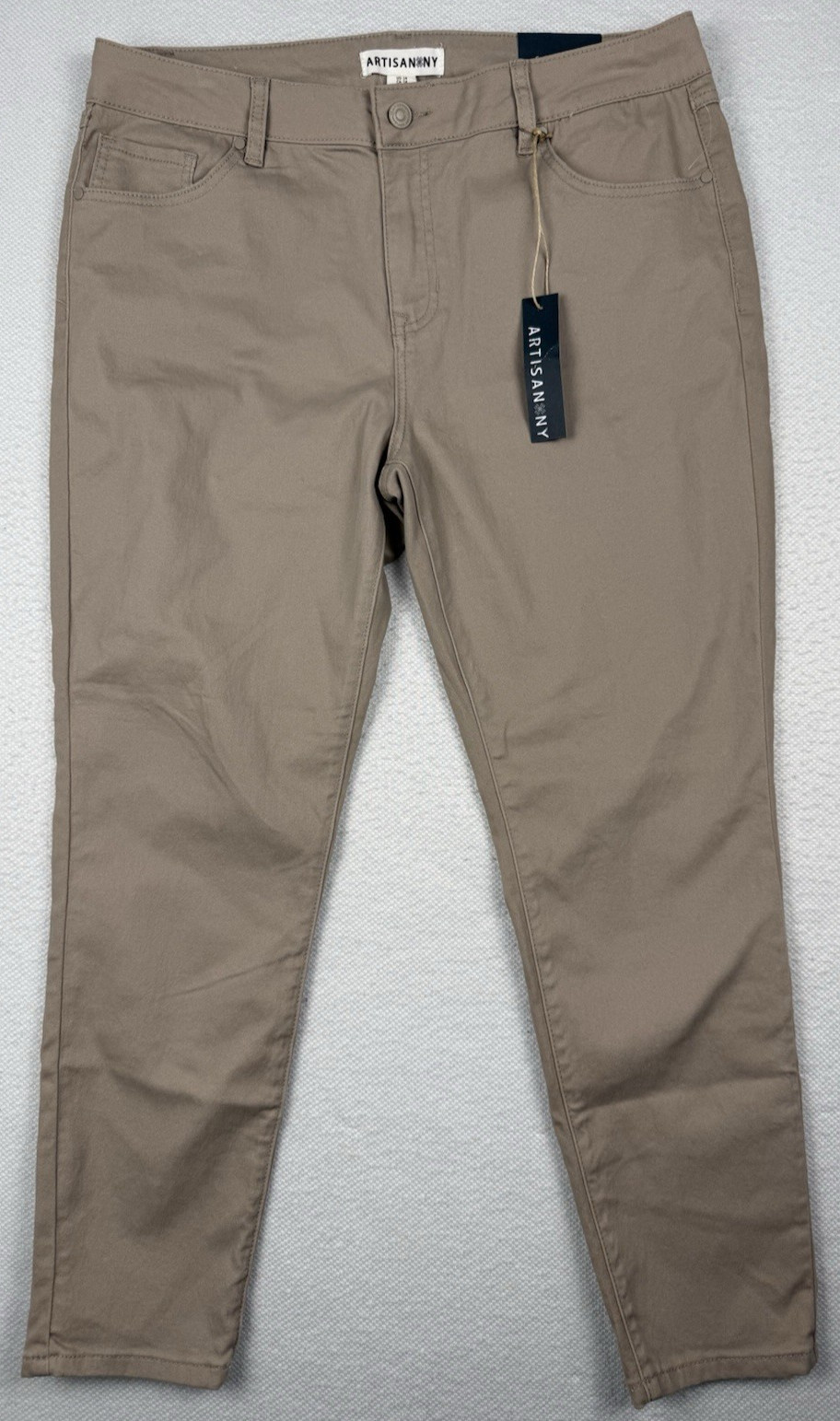 Womens Size 14 Khaki Stretch Ankle Pants Cropped Tan NWT Artisan NY