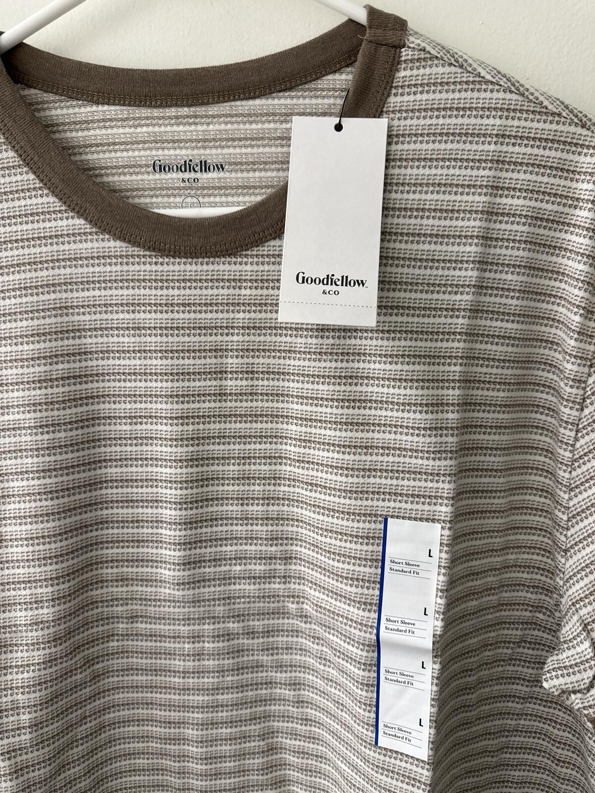 Goodfellow & Co Striped Short Sleeve T-Shirt Brown Trim Size L