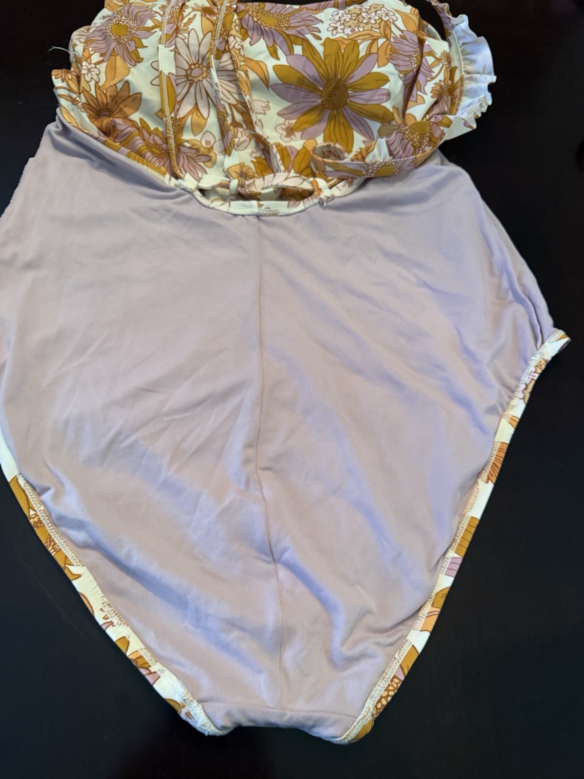 KONA SOL XL One Piece Swimsuit Ruffled Staps Sunflowers Daisy Orange And Mauve
