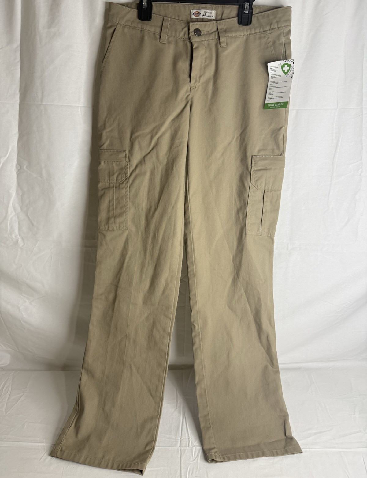 Dickies Beige Cargo Pants Insect Shield Twill Straight Leg 32″ Inseam Women