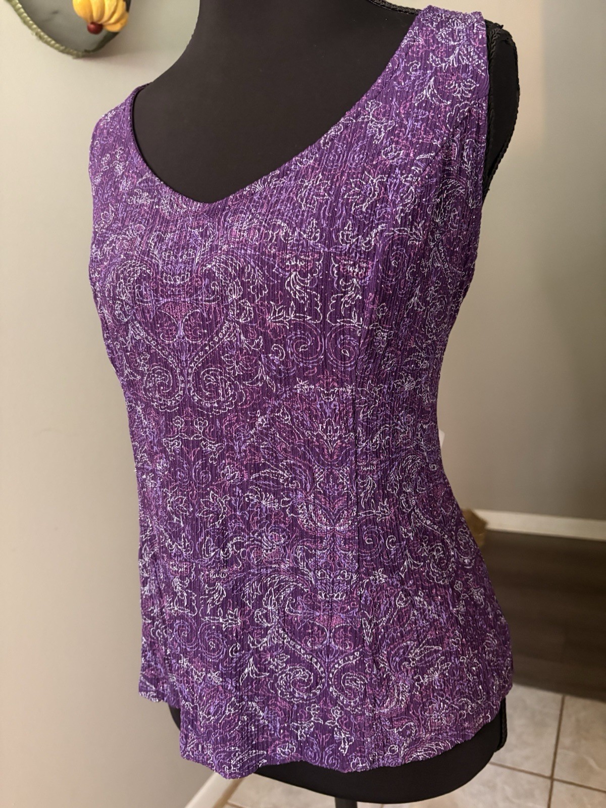 Y2K Whimsygoth Alex Evenings Purple Paisley Tank W Purple Sparkles