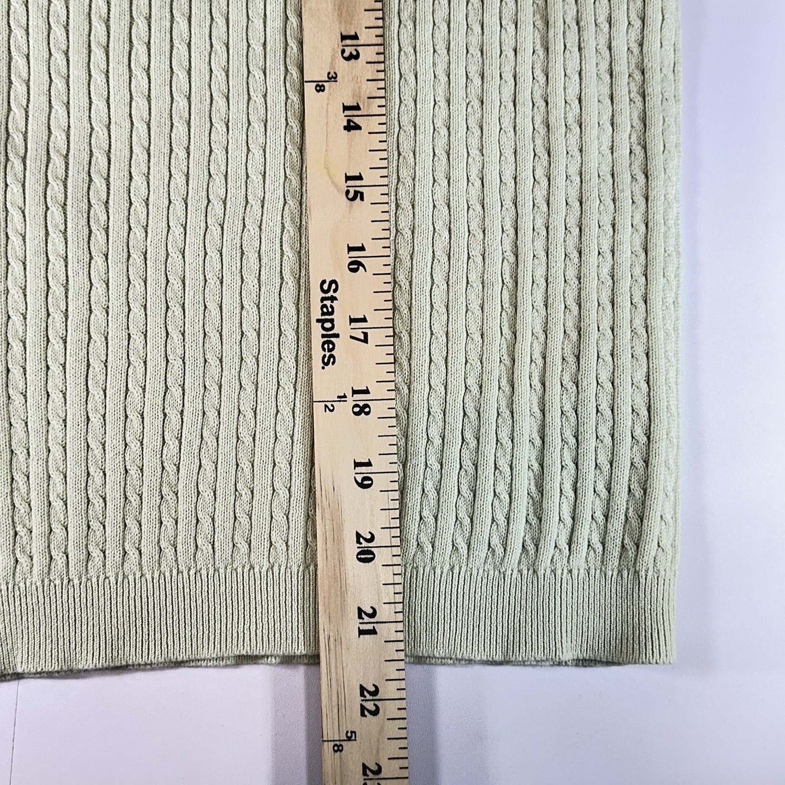 Lauren Ralph Lauren Cable Knit Sweater Women Large Cotton V Neck Mint Green