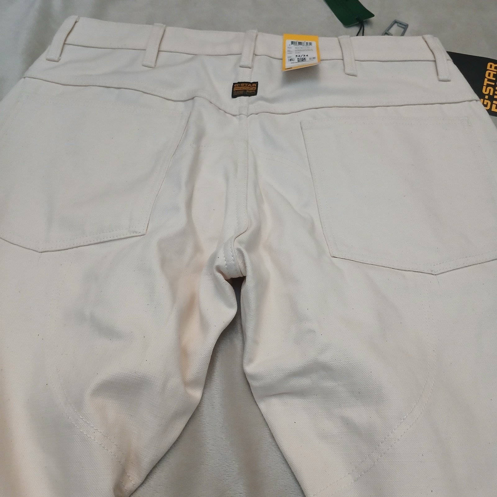 G-Star Raw Elwood 5620 Regular Duckman ECRU Beige Jeans 32 x 34 NWT $210