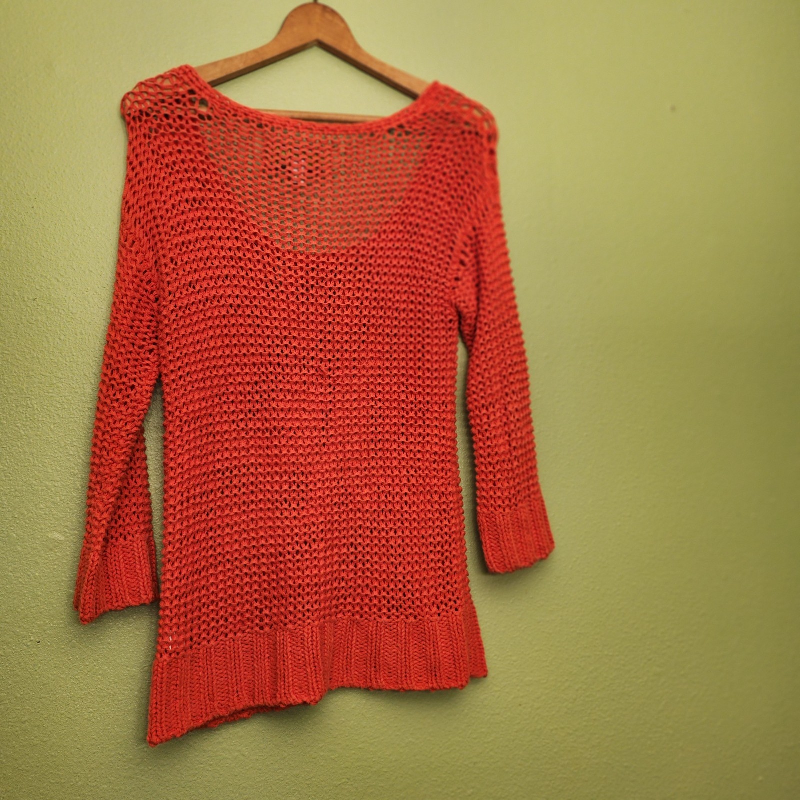 C Wonder Open Weave Knit Long Sleeve Sweater Orange Women’s XS