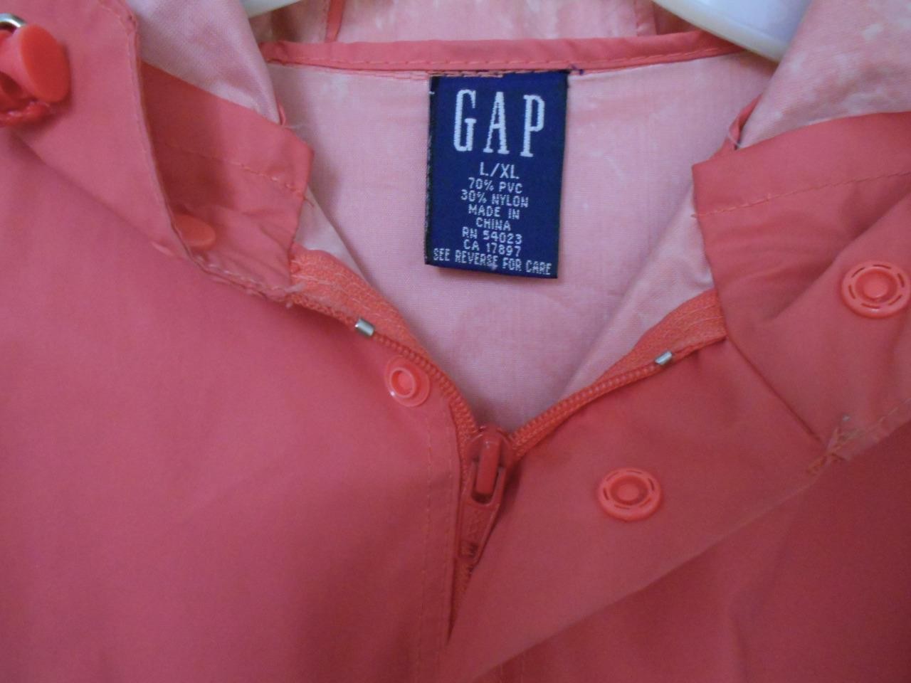 Vtg Gap Kids Storm Buster Raincoat & Pouch Peach/Orange L/XL