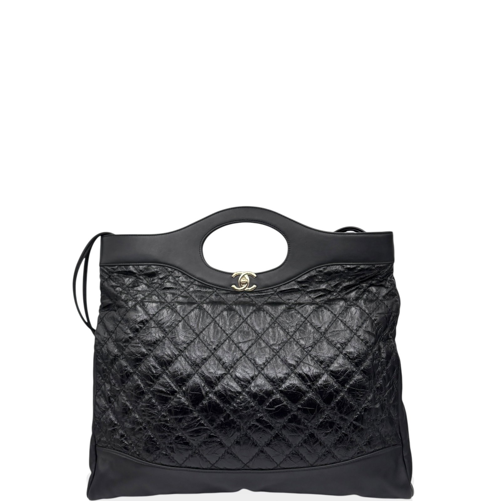 Chanel 31 Bag Xl Black Crumpled Calfskin (hs032826g9)