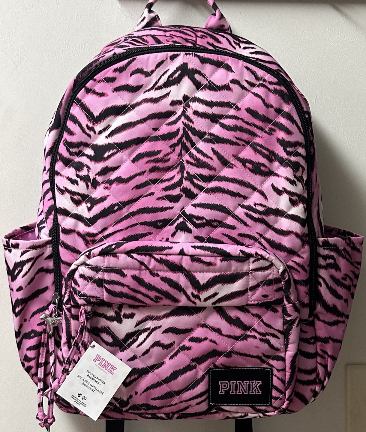Victorias Secret Pink Quilted Backpack Bookbag In Pink Zebra New 2026