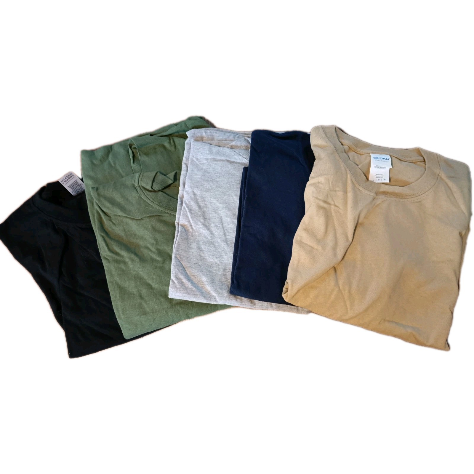 Cotton Gildan plain tshirts shirts black navy tan grey green