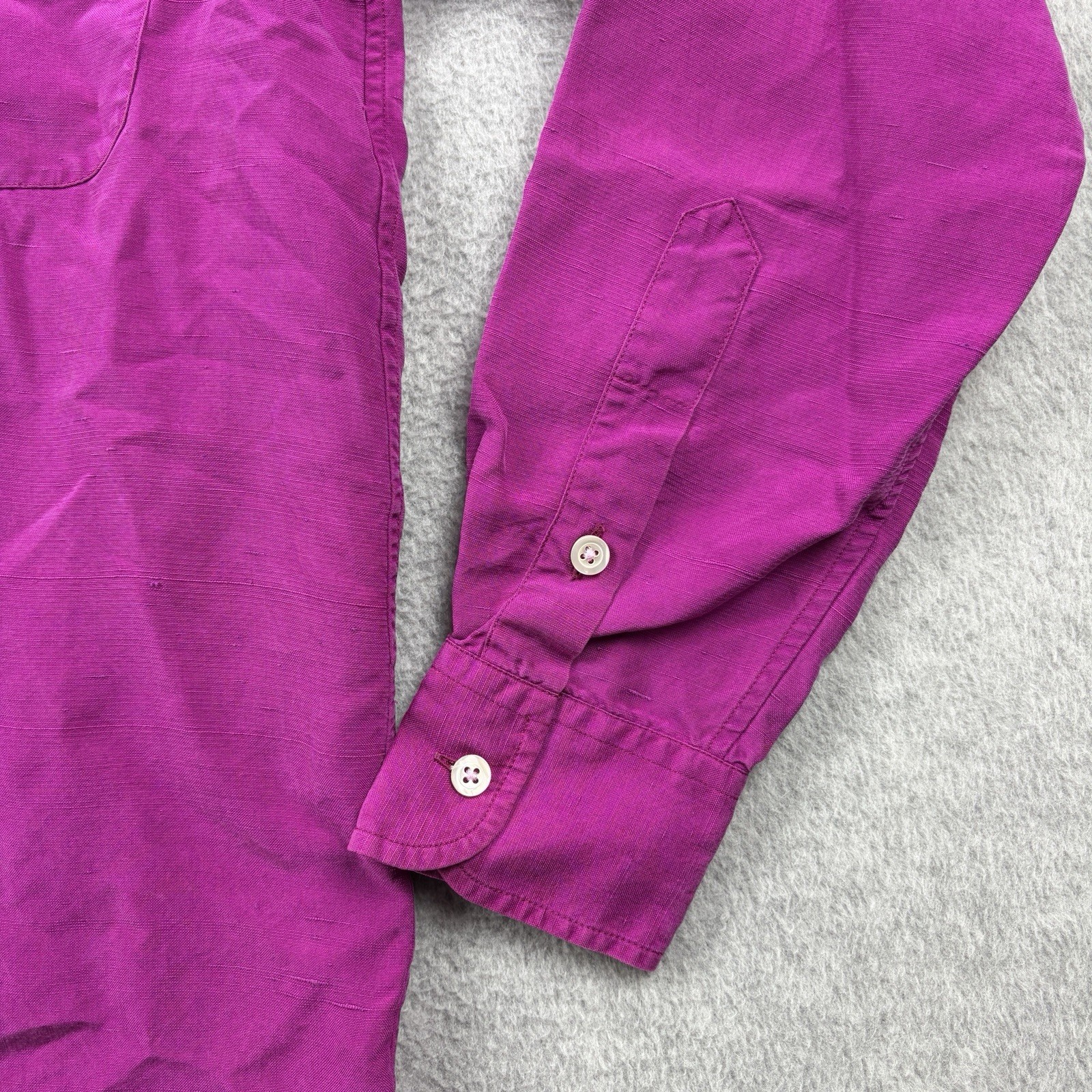 Ralph Lauren Purple Label Button Up Shirt Mens Medium Magenta 100% Silk Italy