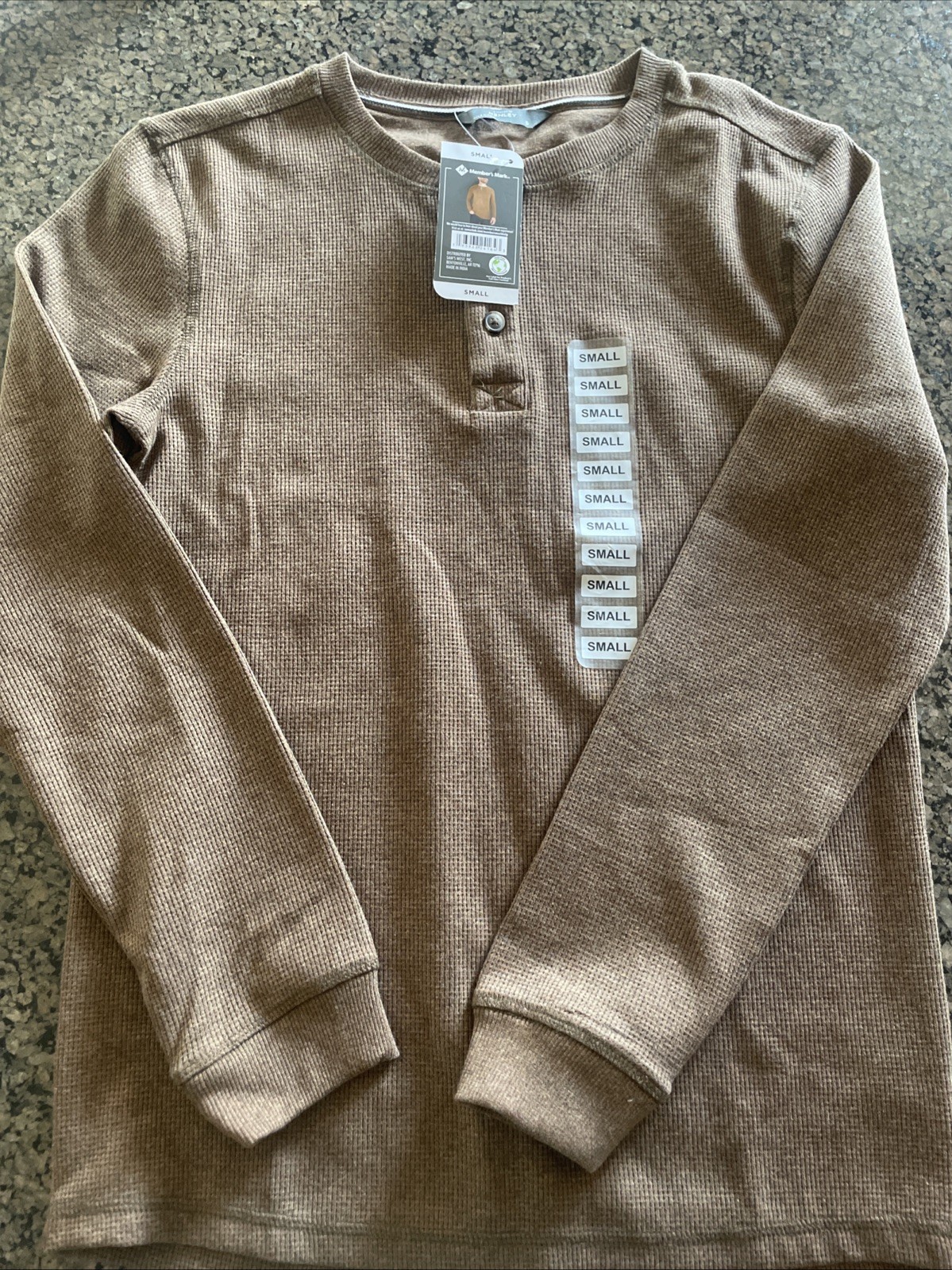 Henley Thermal Long Sleeve Small Brown