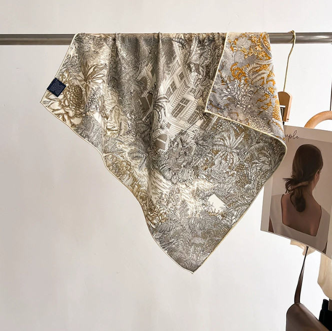 70% Cashmere 30% Silk Neckerchief cashew Print Wrap Scarf Shape Bandana 65X65cm