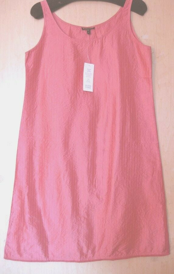 BNWT $198 EILEEN FISHER Silk Taffeta ROSE Coral Dress S M Small Medium