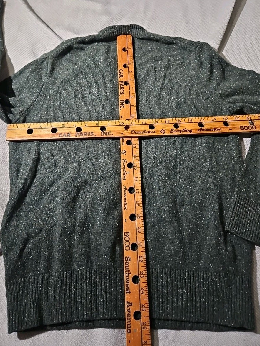 J Crew Sweater Men’s Large Green Ragg LambsWool Fleck Elbow Pad Preppy Grandpa