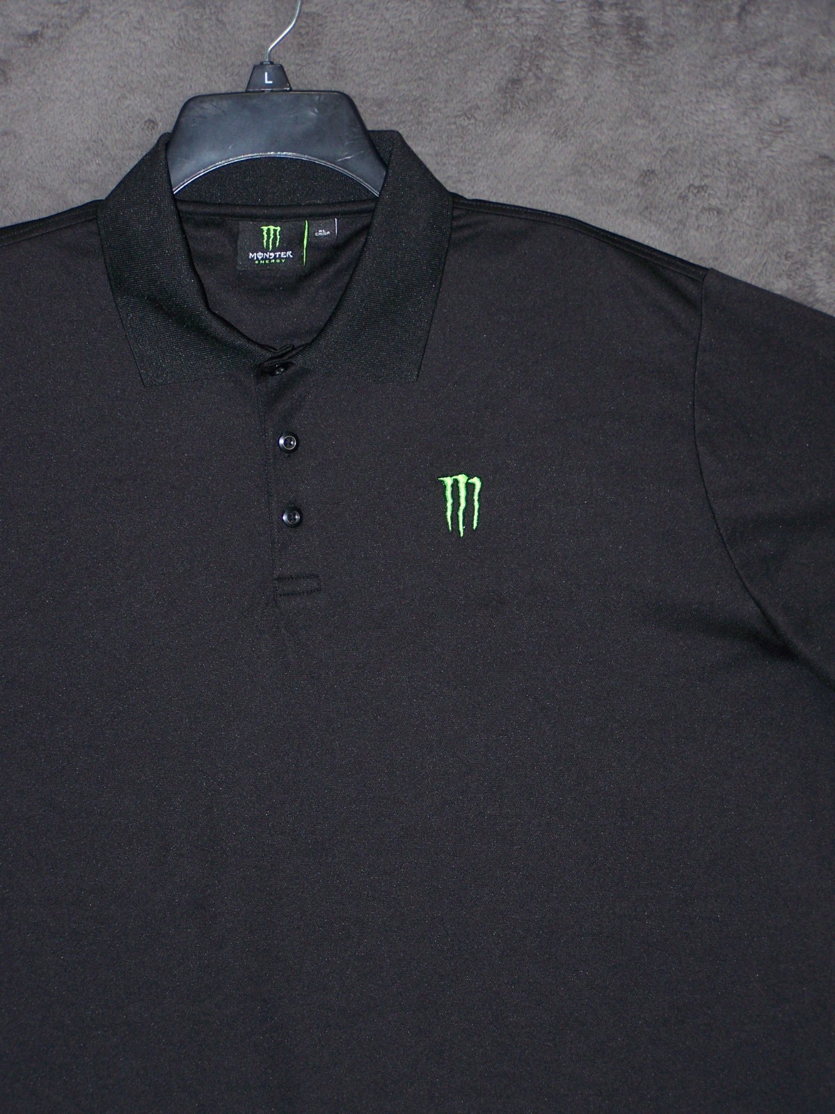 Monster Energy Polo Shirt Adult Extra Large Black Embroider MONSTER ENERGY Mens