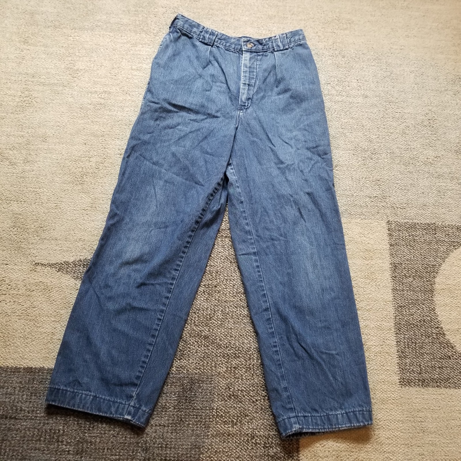 Vintage LL Bean Jeans Womens 27×27 Pleated High Rise Denim Trouser Mom Pants