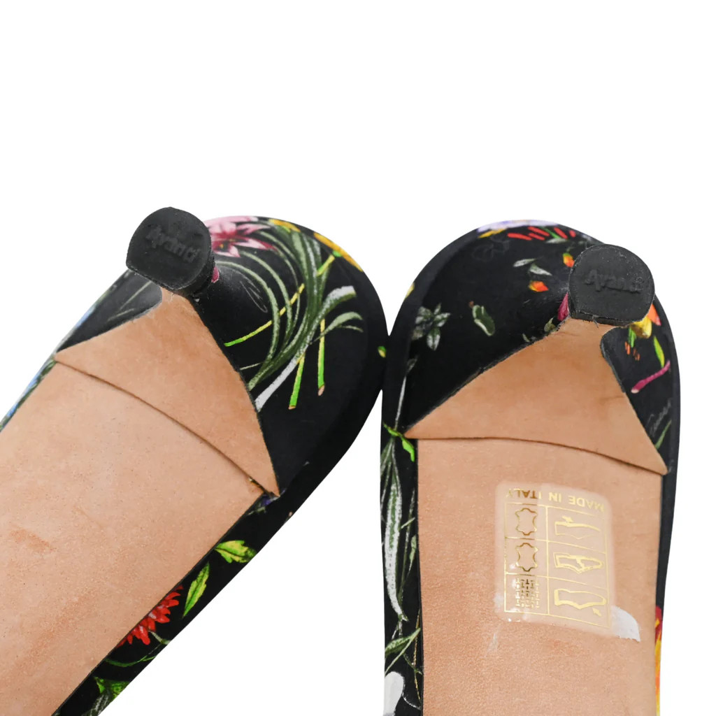 GUCCI | Floral Satin Bow Knot Kitten Heels Size 6.5B