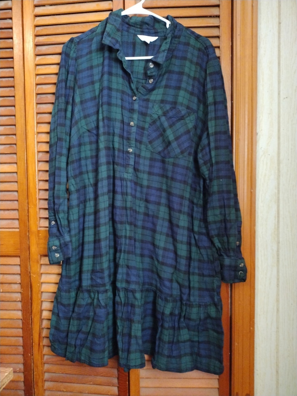 Time & Tru Women’s Blue/Green Plaid Shirt Dress Size XXXL/22