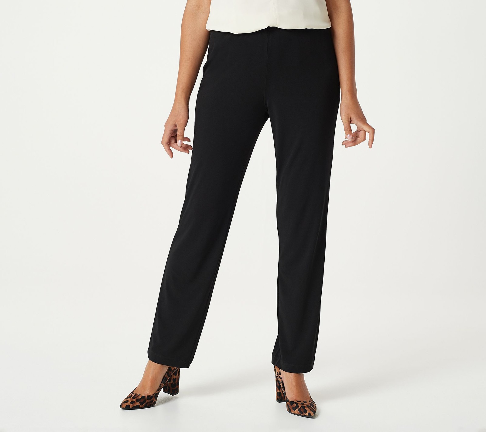 Susan Graver Women’s Pants Sz S Essentials Reg Liquid Knit Straight Black