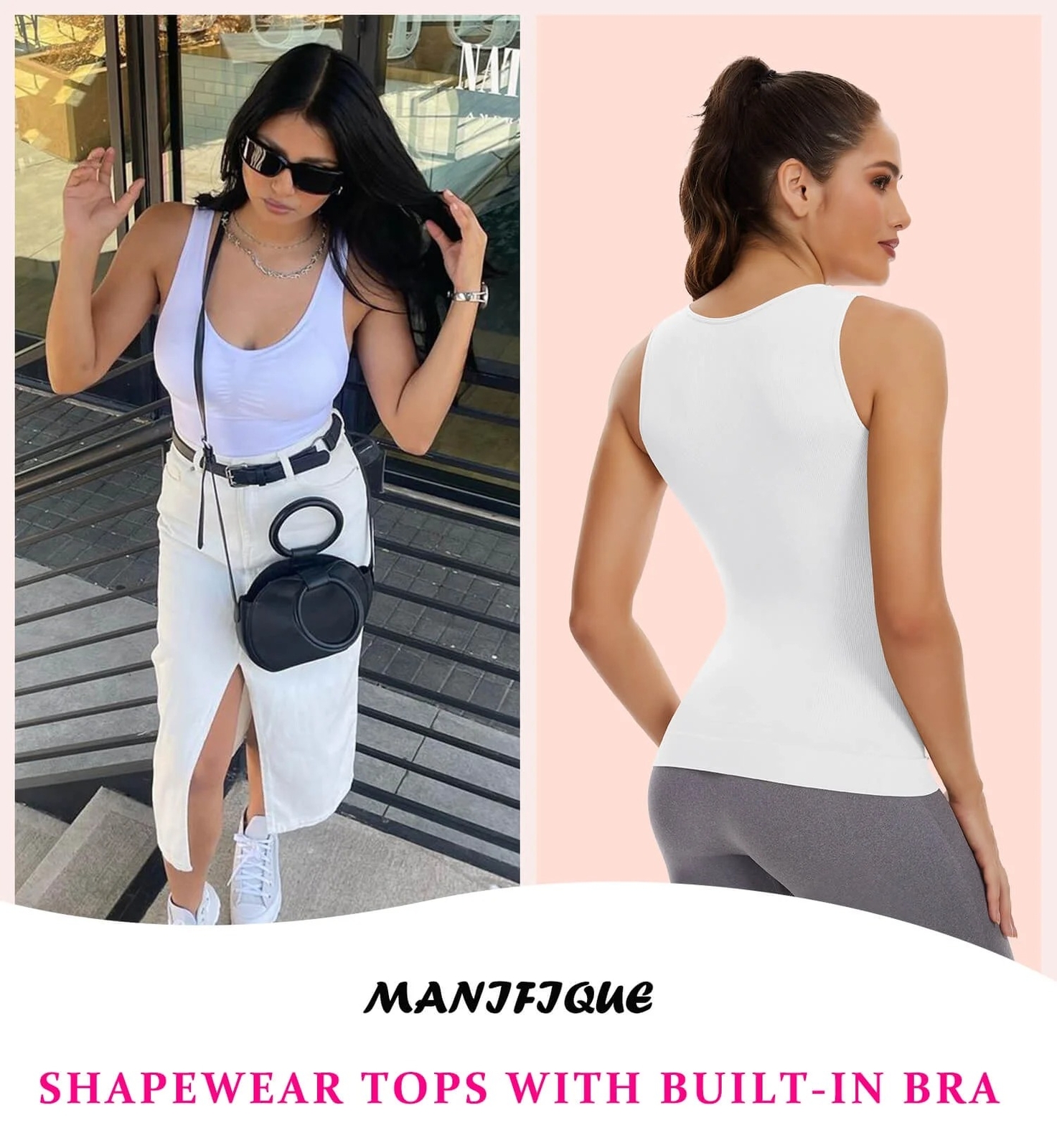 3 Pack Slimming Tank Tops with Built in Bra Women Cami Compression Body Shaper