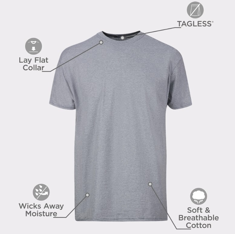 Men’s Tagless Crew-neck T-shirts, Small 34-36, 4pk, Hanes Red Label, Assorted
