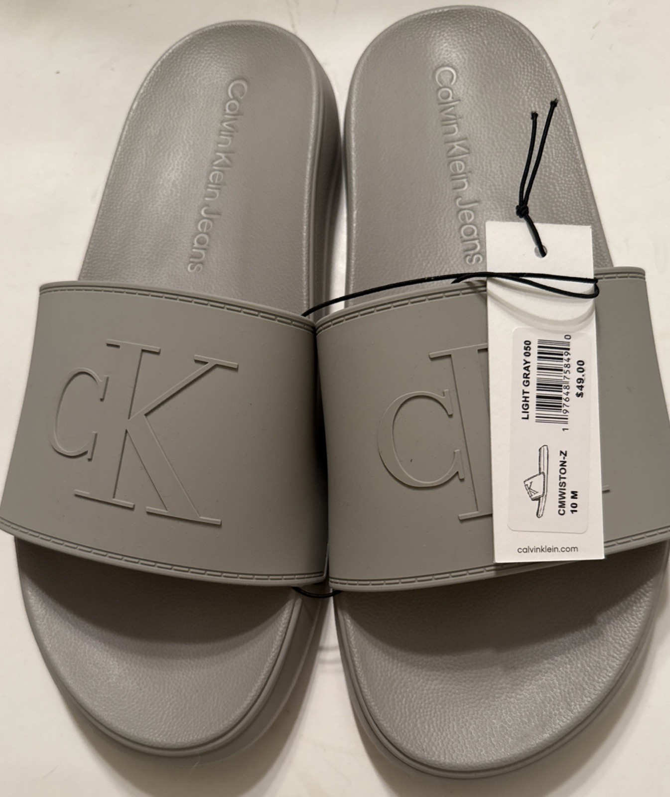 Calvin Klein -Men’s CMWINSTON Slide Sandal SIZE 10 M Light GRAY 050 New.