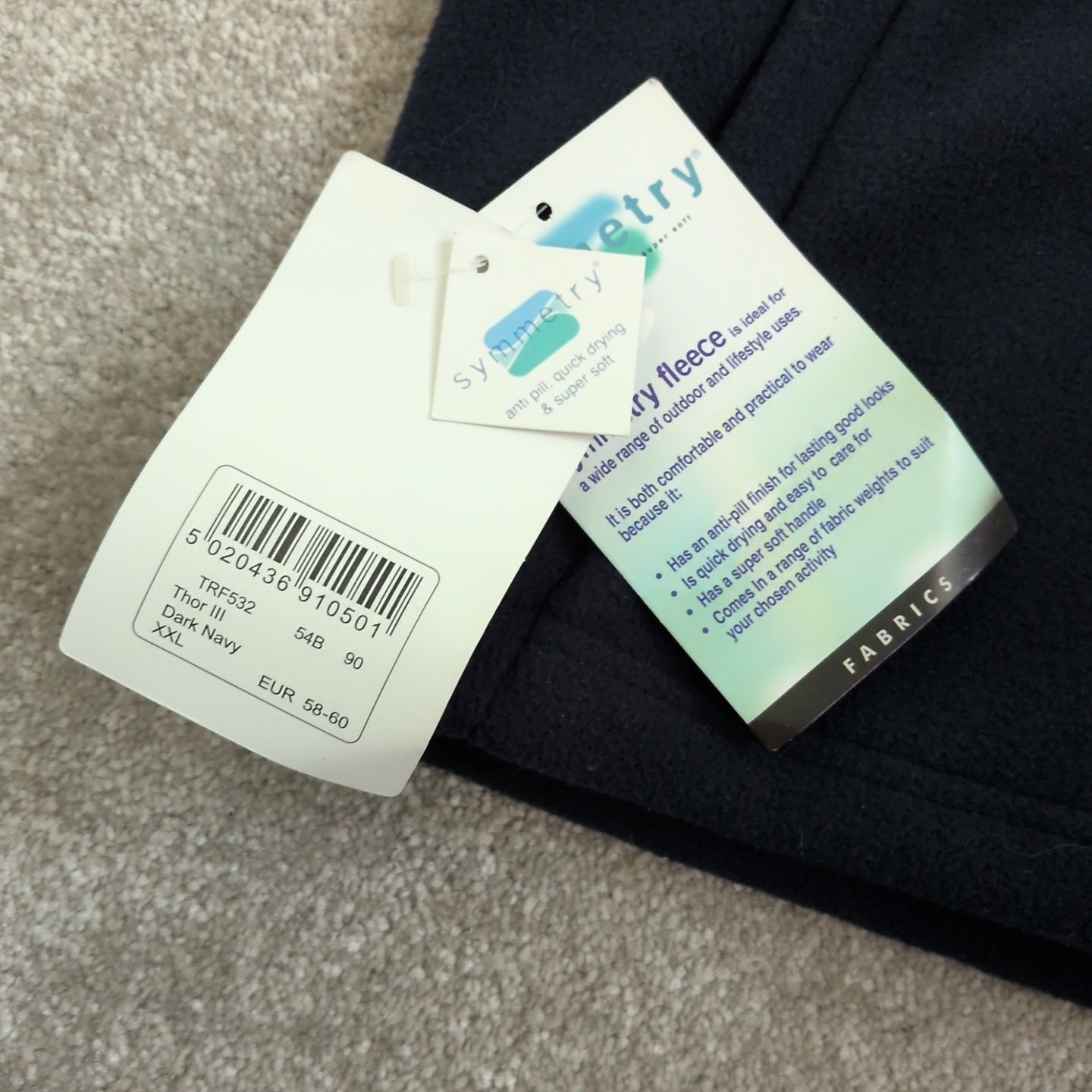 Regatta Thor III navy men’s full-zip anti-pill quick-dry fleece #TRF532 XXL