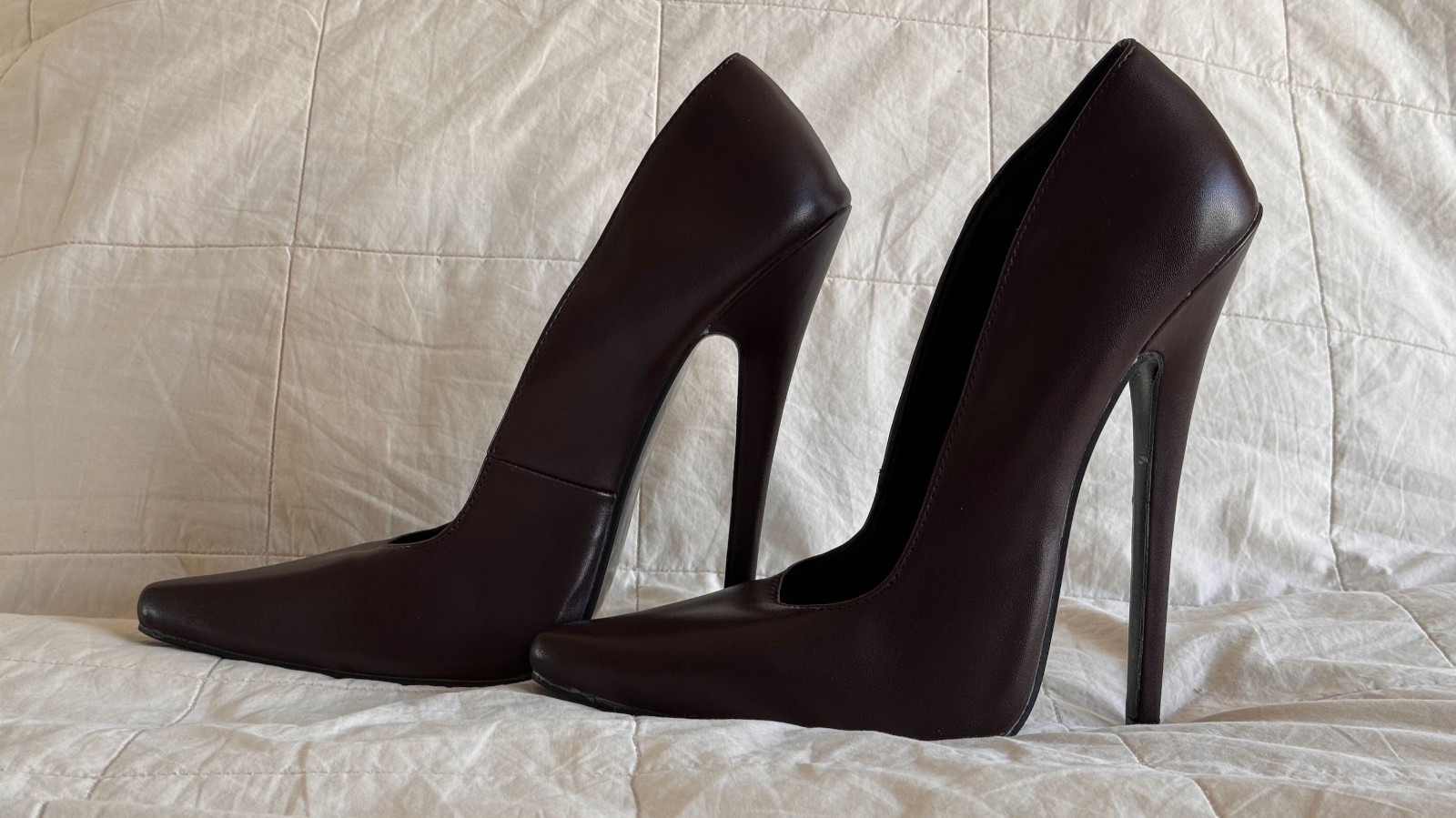 Womens genuine leather shoes with extreme with 7.5″ heels Size 45 or US 13