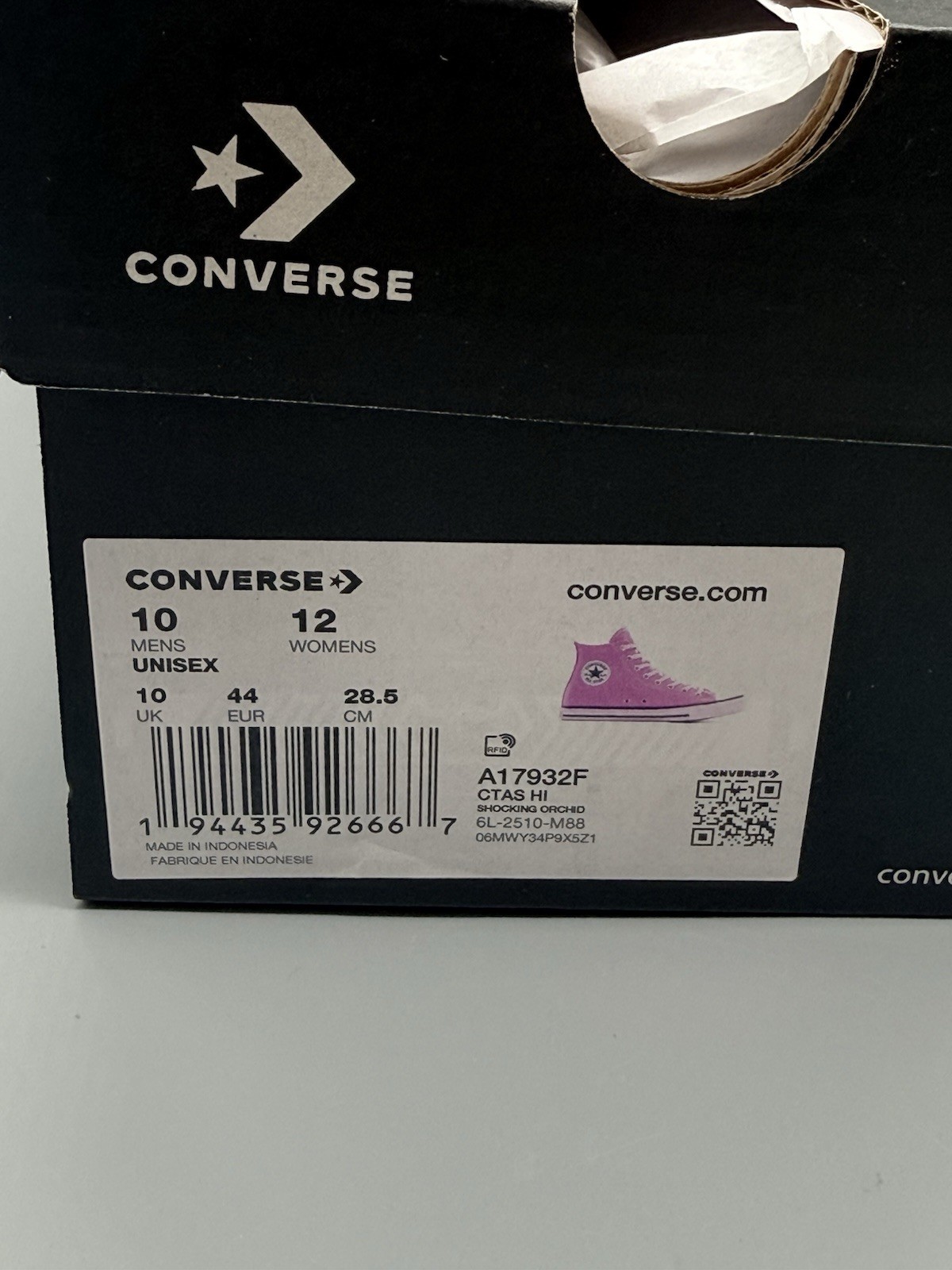 Converse All Star CTAS HI High Top Men’s 10 Women’s 12 Casual Sneaker Orchid NEW