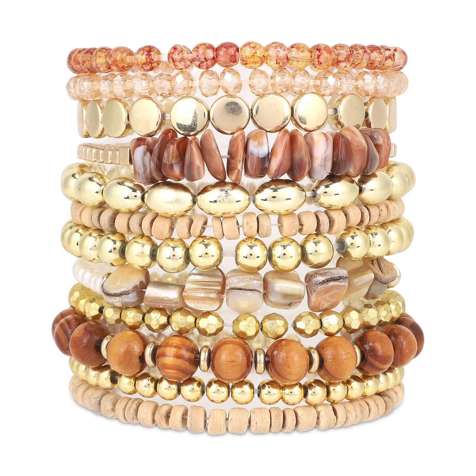 Mikovivi 12pcs Bohemian Stackable Medium, as shown in the detailed picture