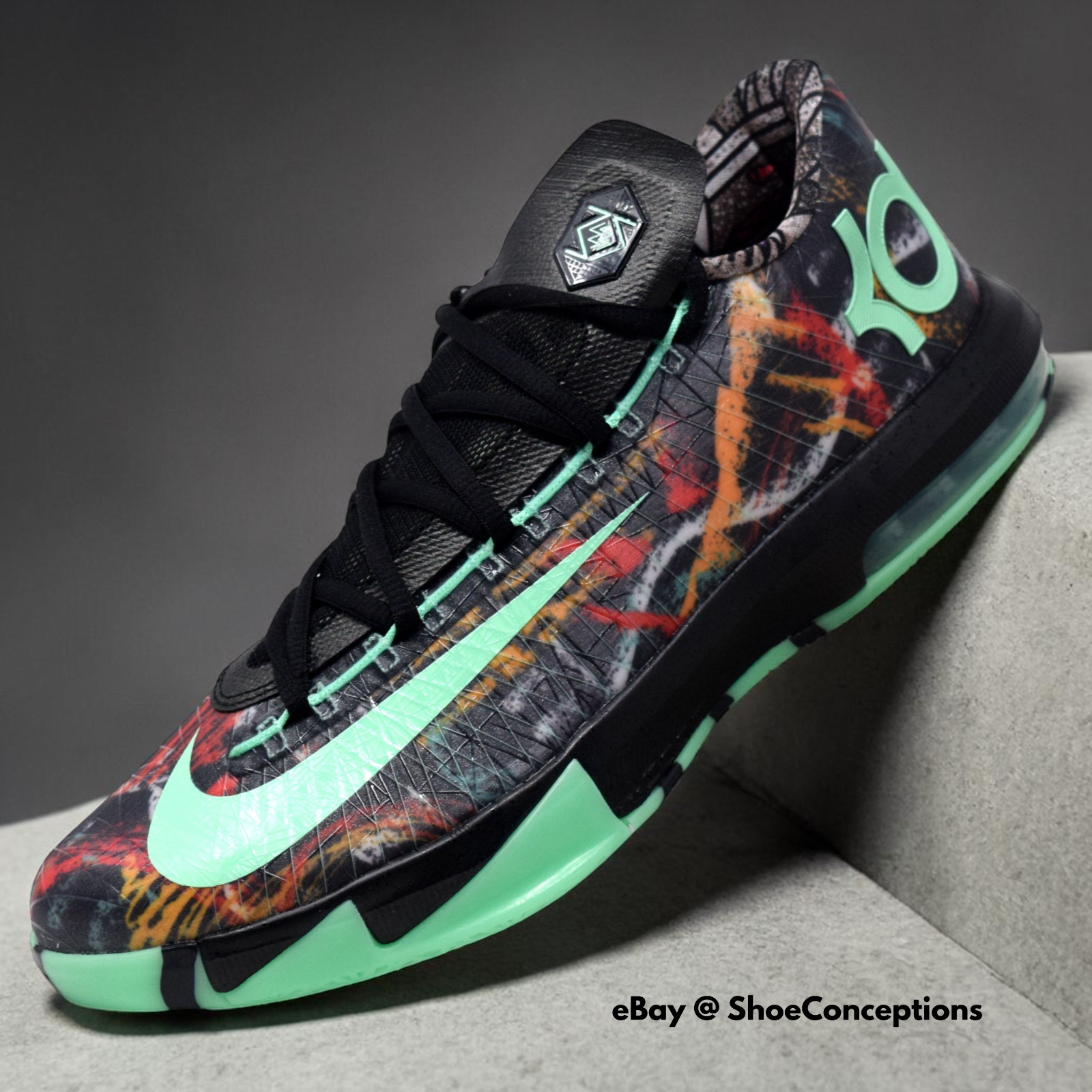 Nike KD 6 “All-Star Illusion” Black Green Glow Basketball Sneaker FQ8356-900 NEW