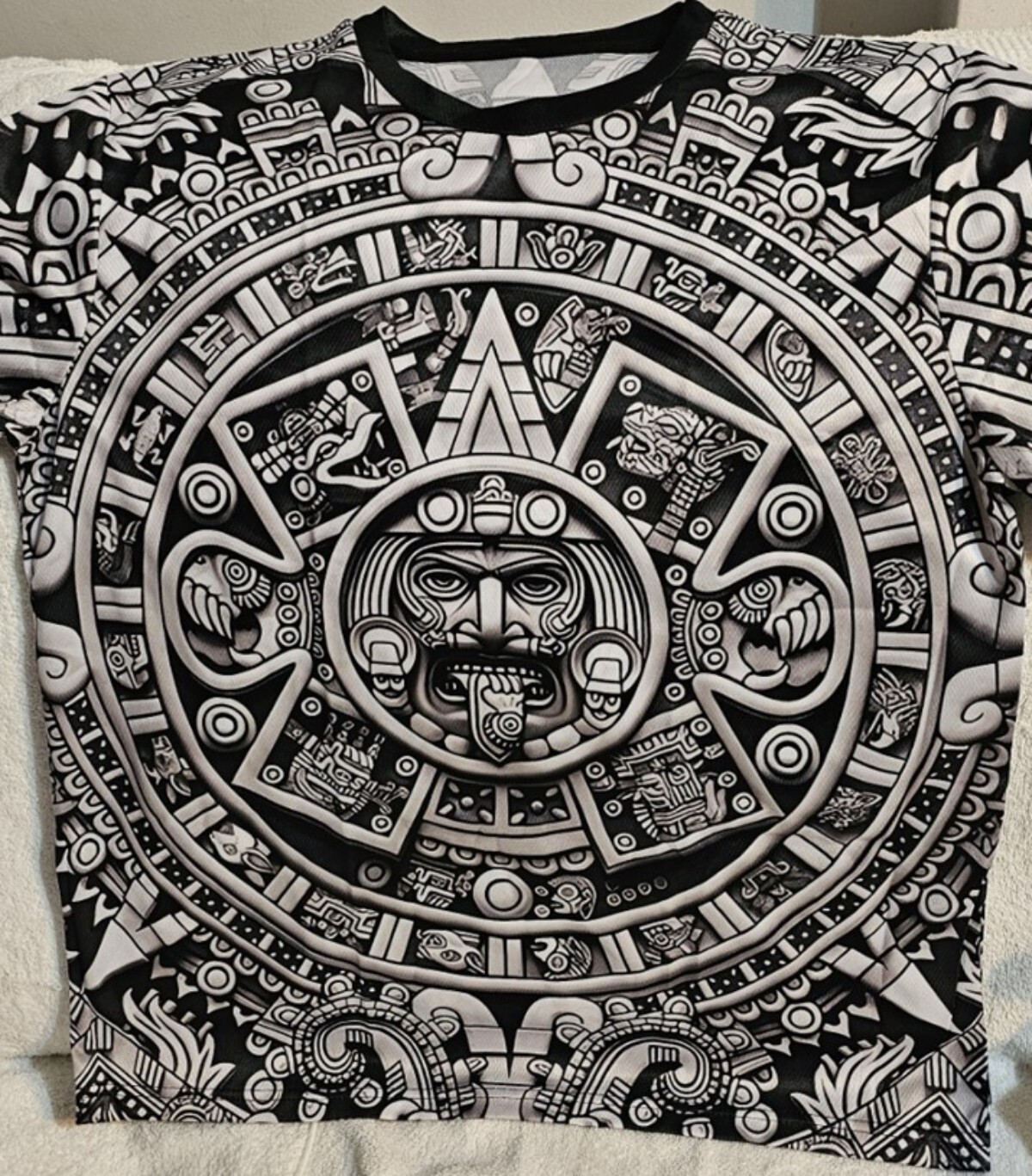 AZTEC WARRIOR CALENDAR SUN STONE MEXICA ALL OVER PRINT T-SHIRT