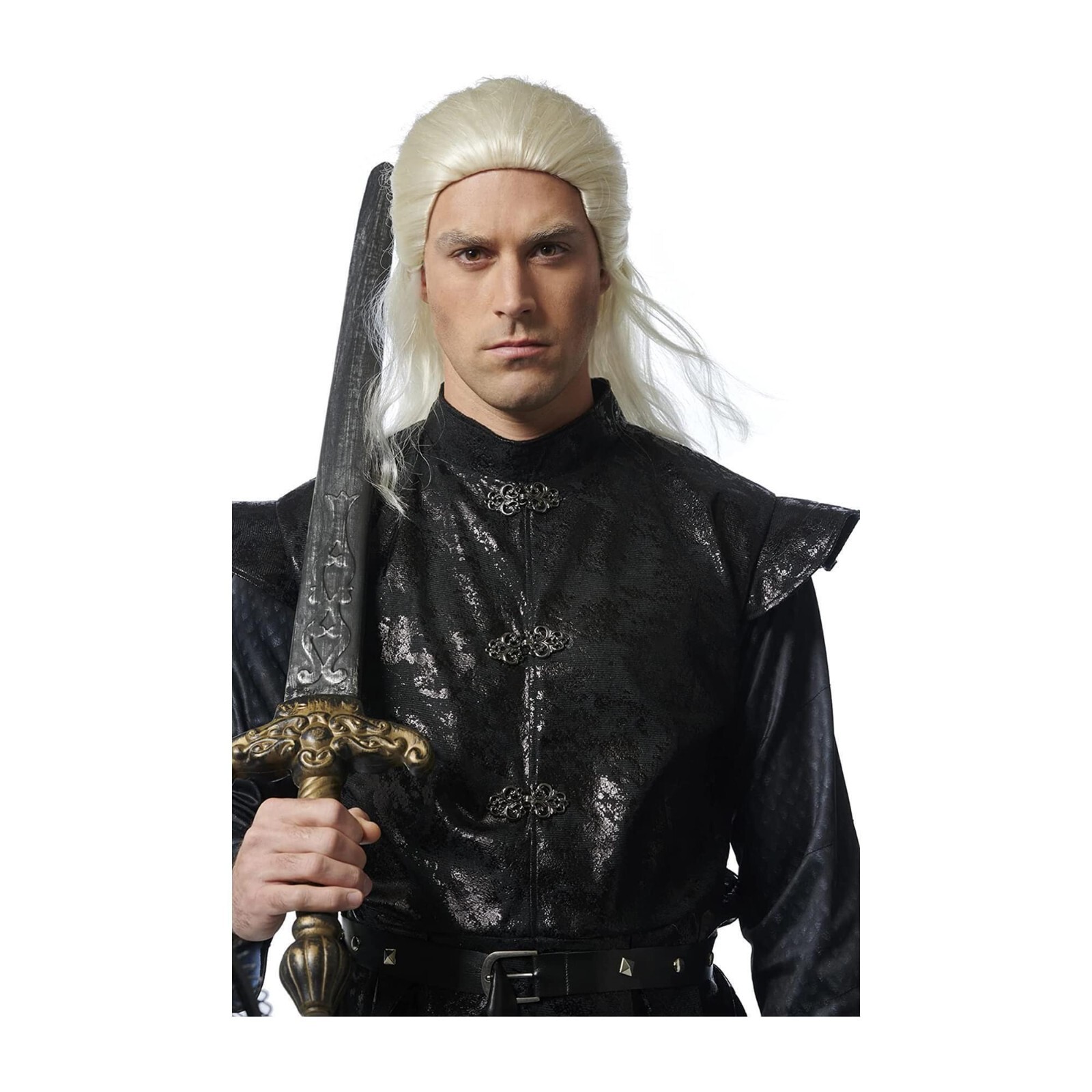 Adult Ancient Witcher Prince Platinum Blonde Wig Men Halloween Costume Accessory