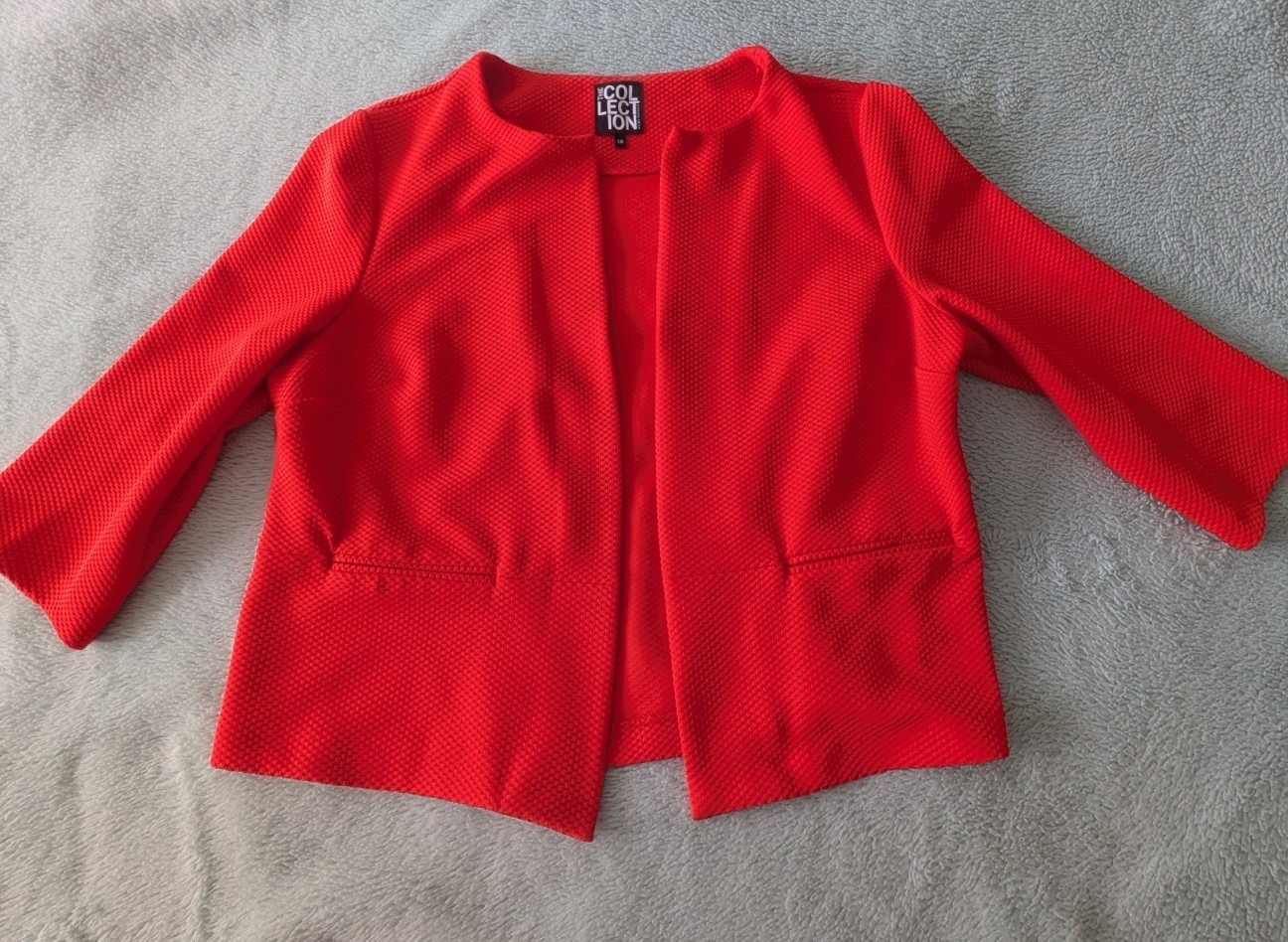 The Collection Debenhams Womens Orange Textured Open Front Jacket Size 18
