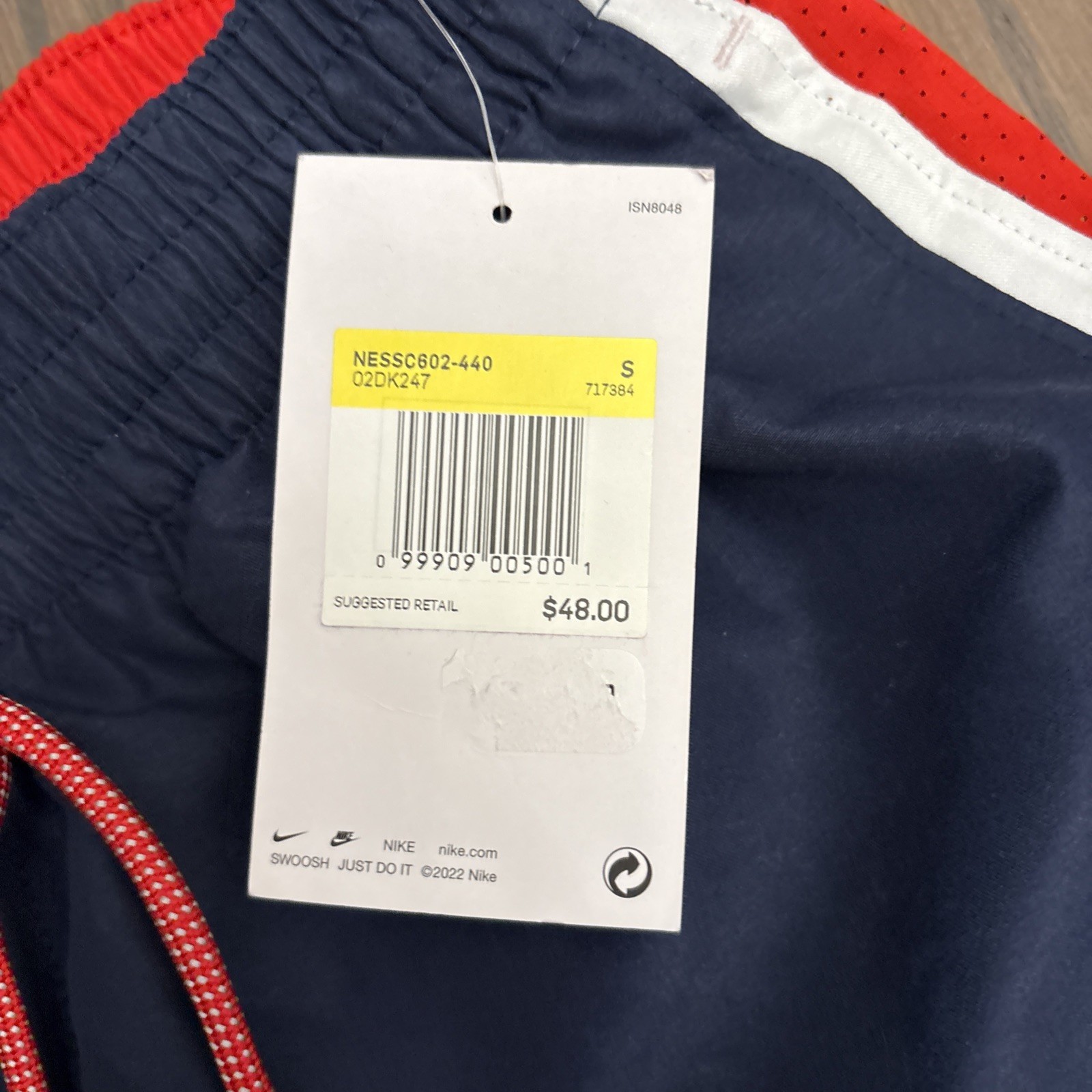 Nike Mens Core Contend 8” Volley Swim Trunks NESSC602 Red Navy Summer Small $48