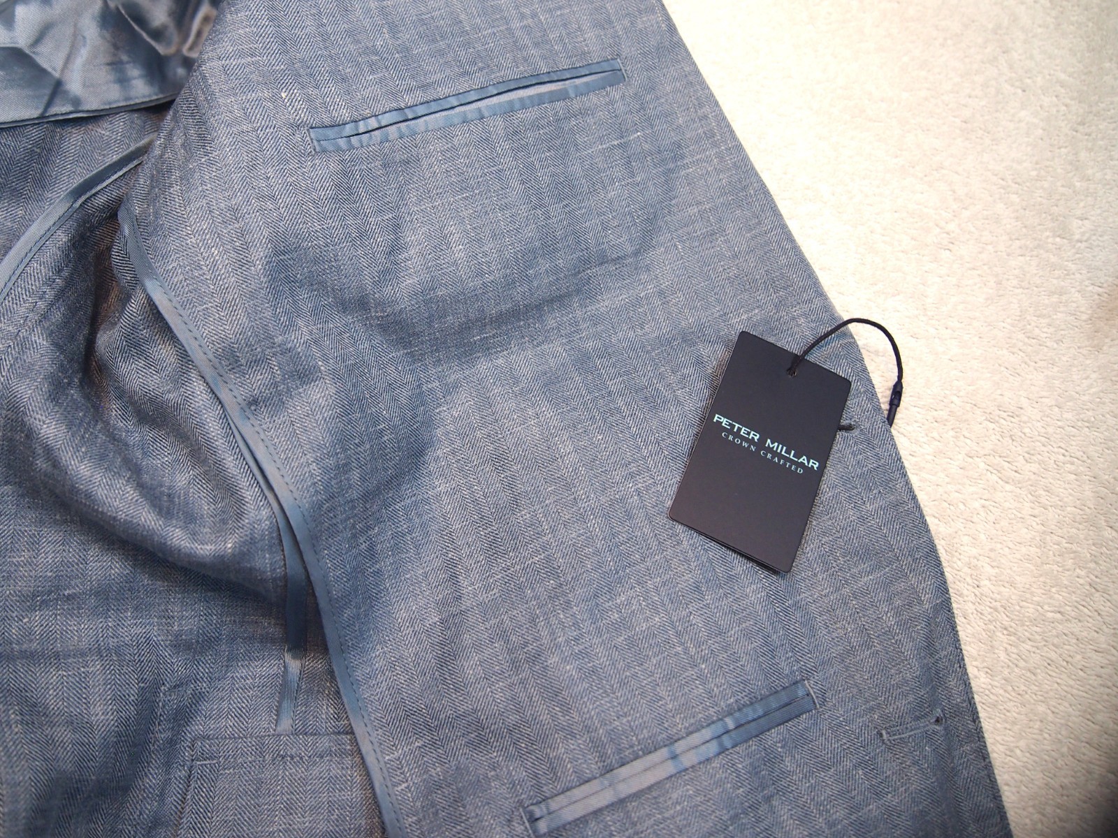 Peter Millar Wool Silk Linen 2 Button Gavin Herringbone Sport Coat NWT 40R $1295