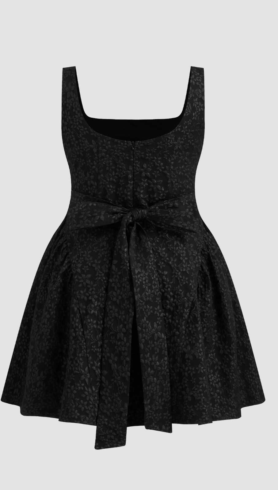 Plus Size Backless Bowknot Mini Dress Black 3X/22 Floral Details U Neckline