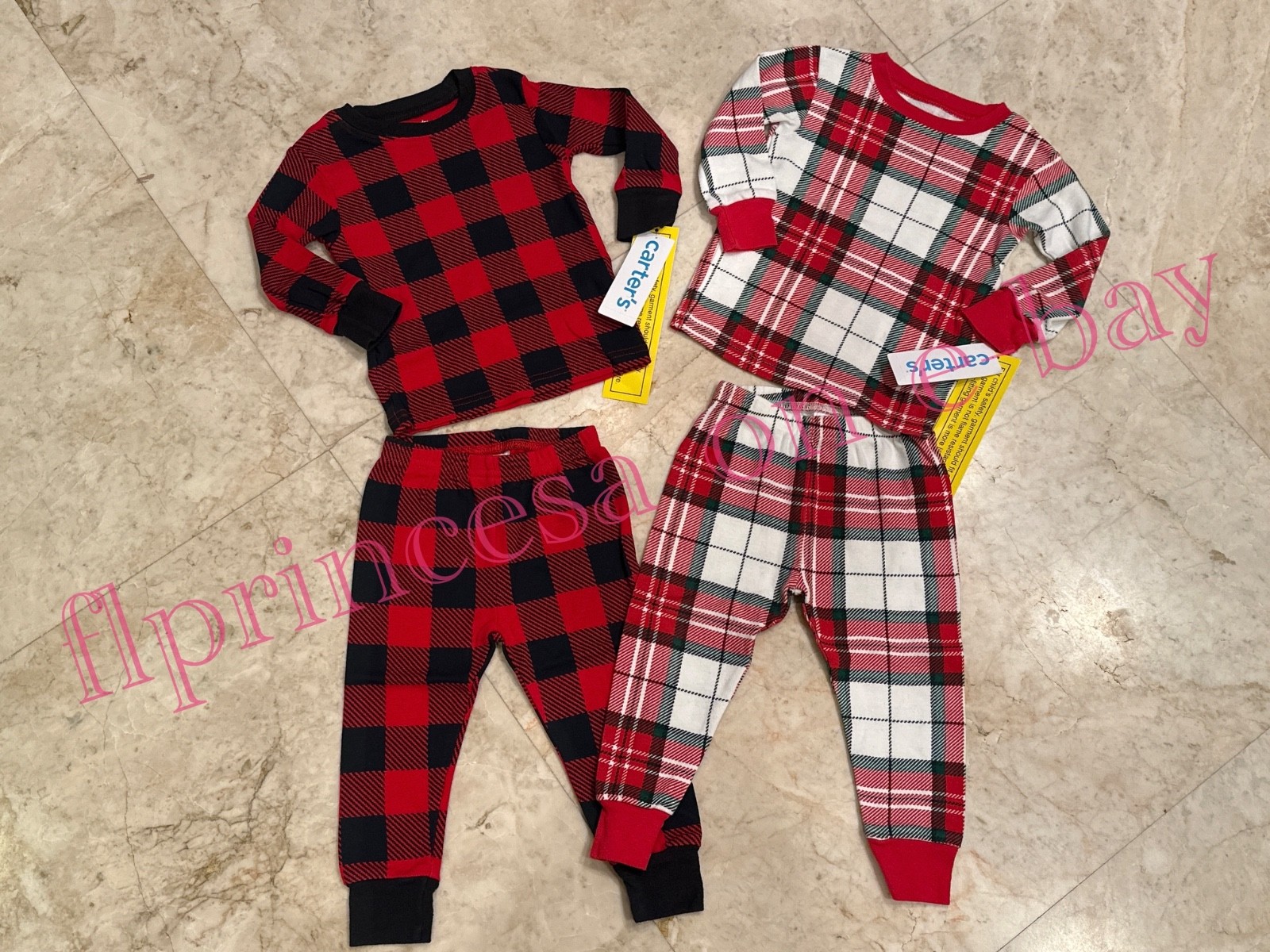 NWT CARTER’S 2-Piece Plaid 100% Snug Fig Cotton Pajamas, Christmas, 12M