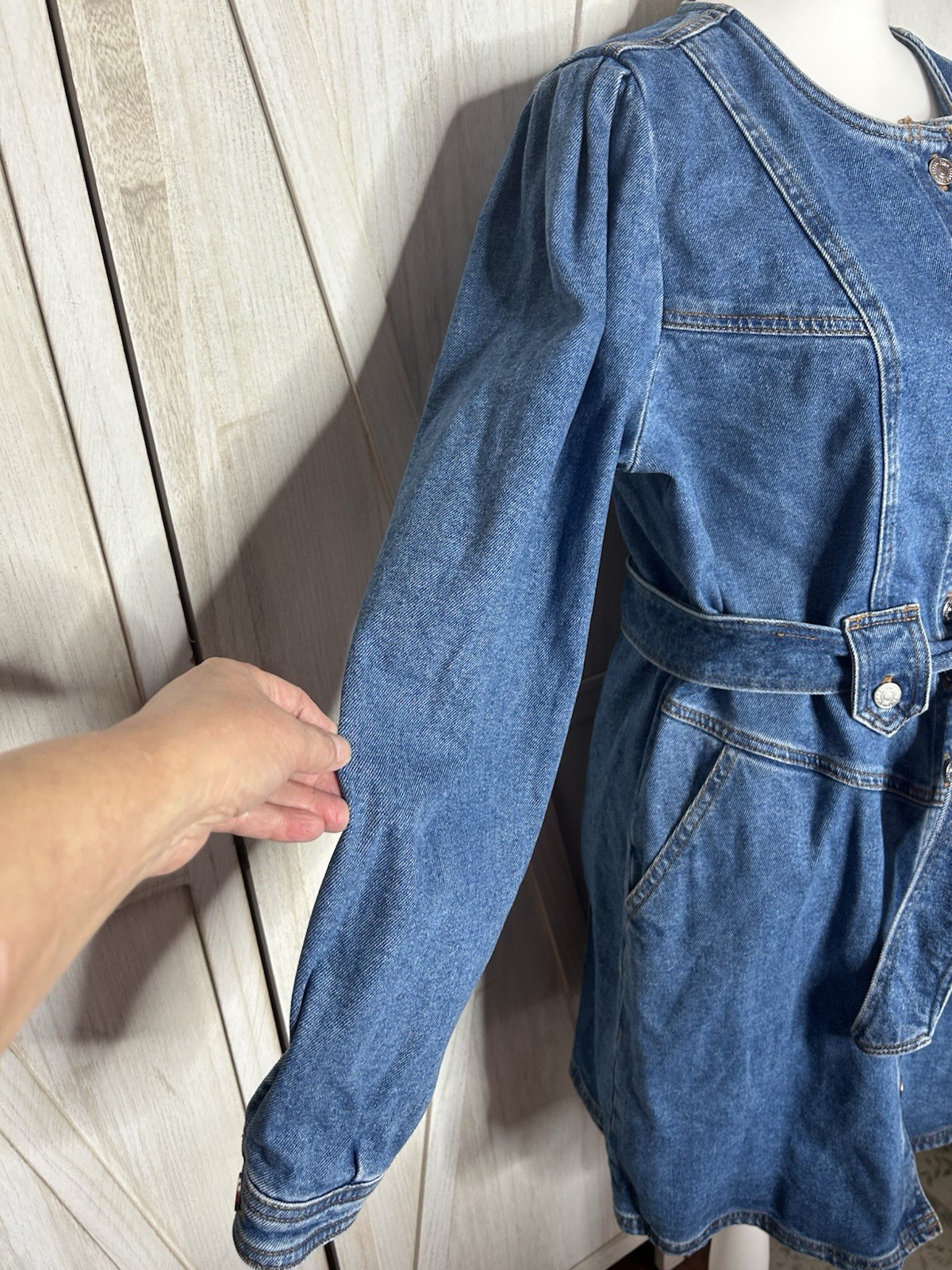 Sezane Cherine Denim dress Sz 12 EUC French Girl Utilitarian