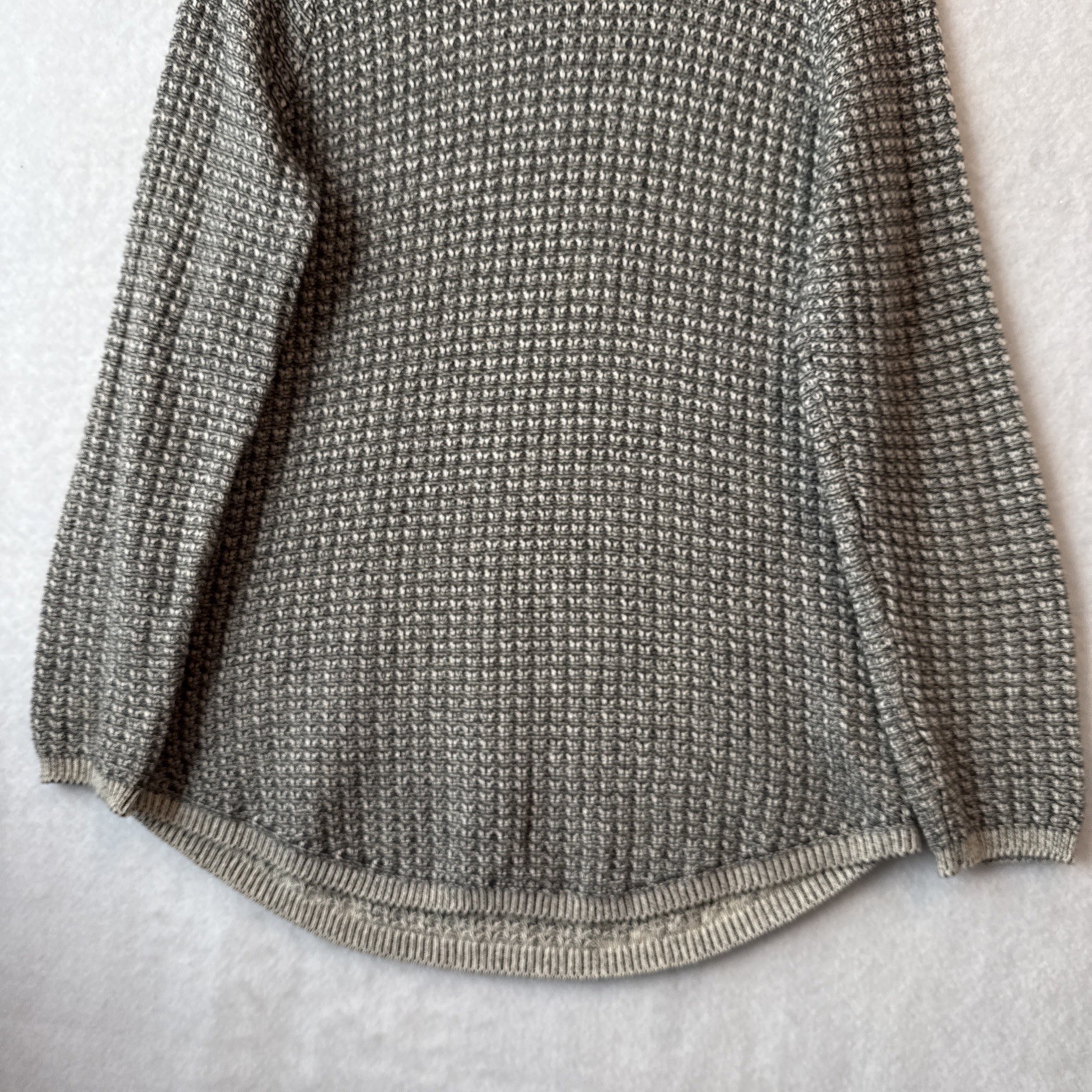Jeanne Pierre Waffle Knit Curved Hem Pullover Sweater Women’s XL Combo Gray Chic