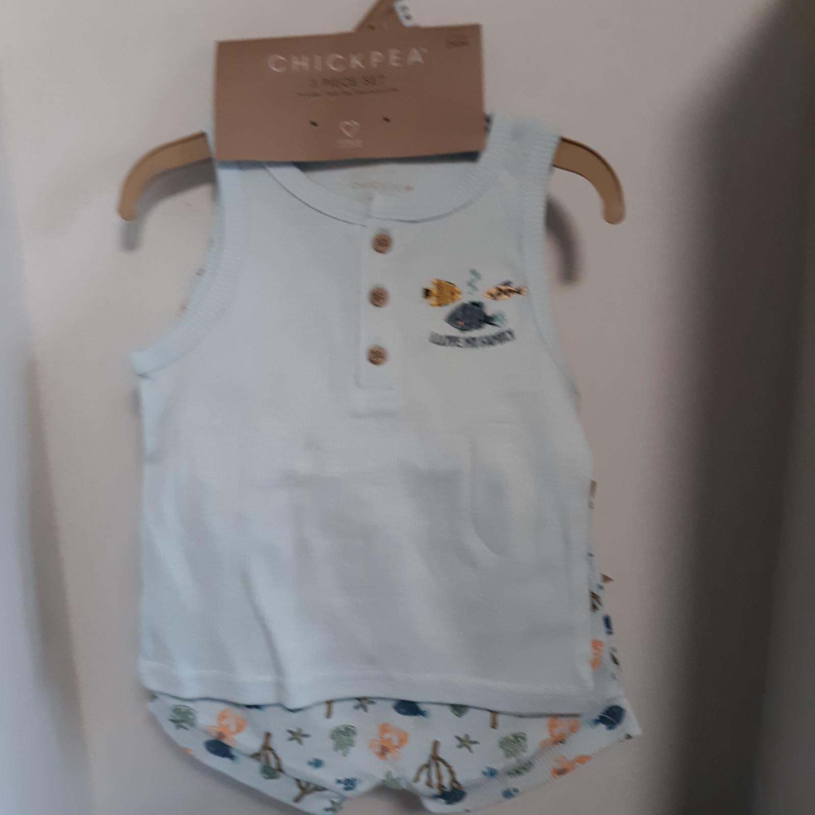 Chickpea 3pc Summer Set 24mo I LOVE MY FAMILY- fishes