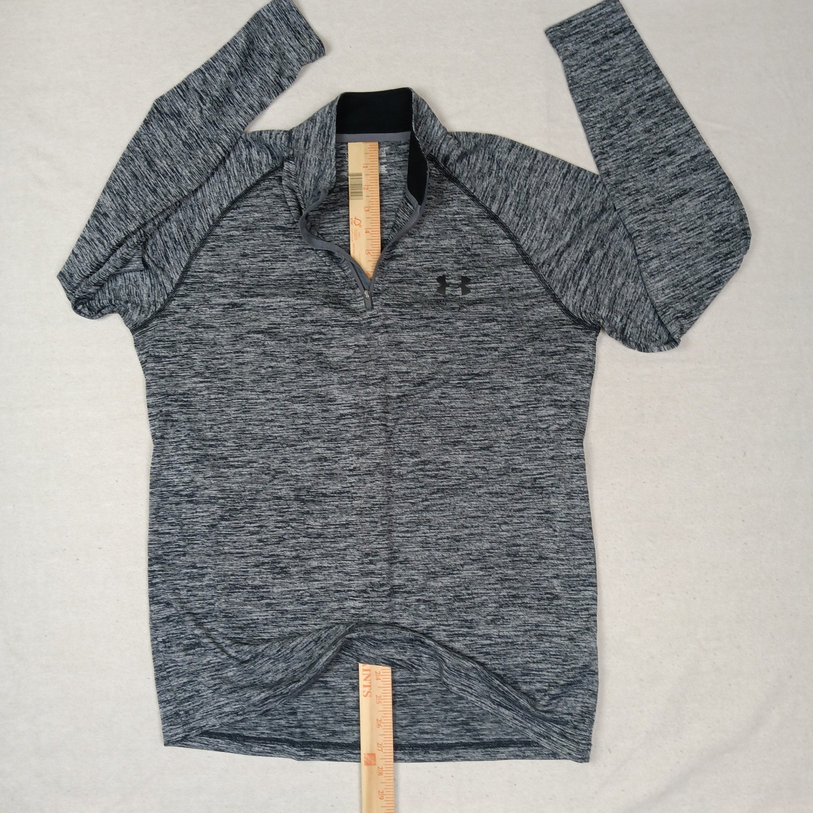 Under Armour Mens Medium HeatGear 1/4 Zip Pullover Grey Space Dye 1242220