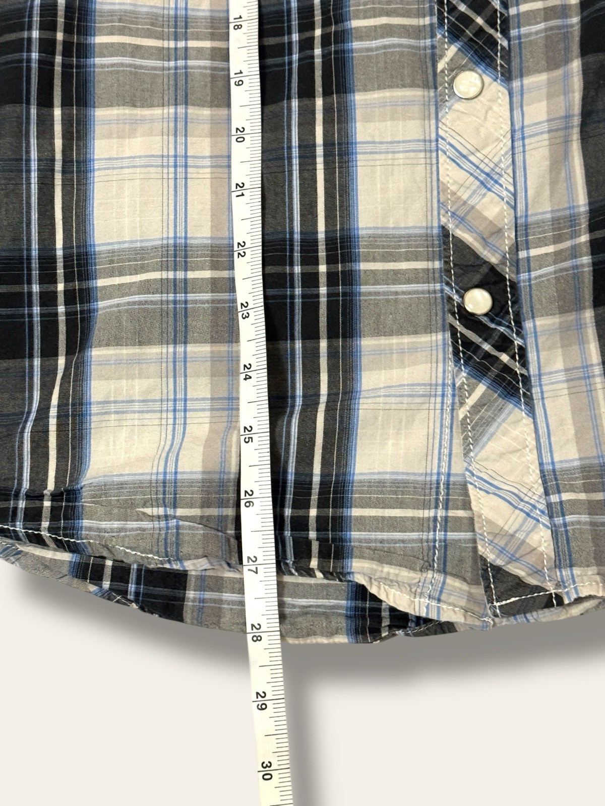 Supply Company USA Mens Gray Plaid Western Pearl Snap Collar Shirt M Cowboy