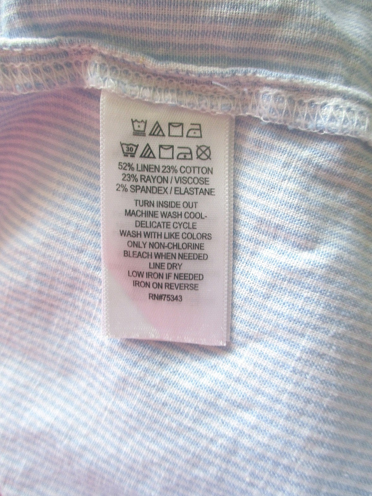 NWT TAHARI Blue White Stripe Stretch Linen Collared Button Down Tunic Top 1X 2X