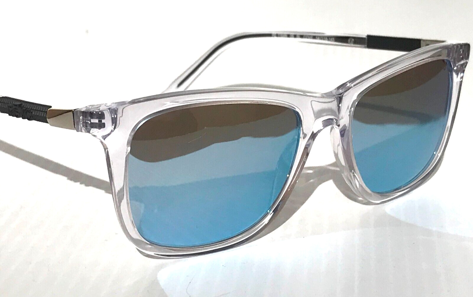 NEW REVO COVE Shiny Crystal Clear POLARIZED Blue Lens Sunglass 1164N 09 BL