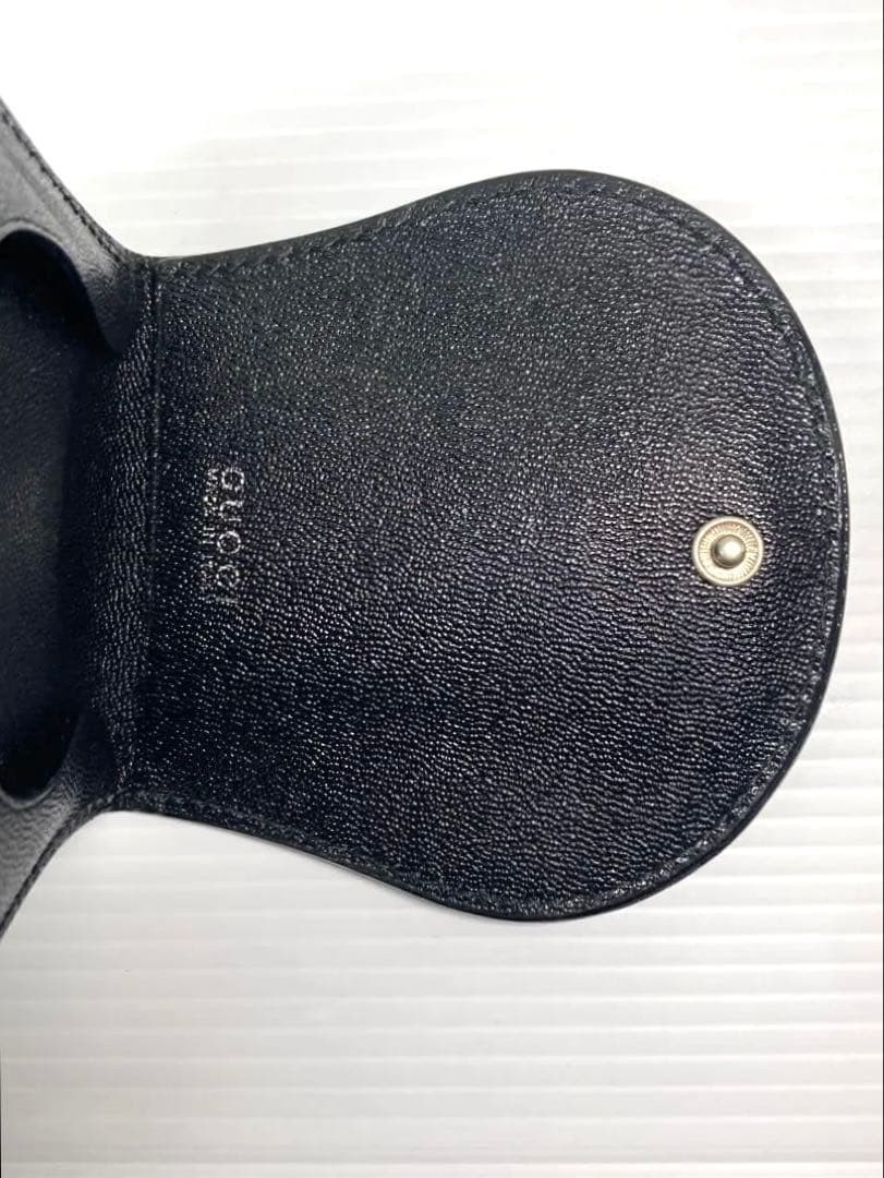 Beautiful Item GUCCI G Logo Leather Coin Case Small Item Holder with Box Black