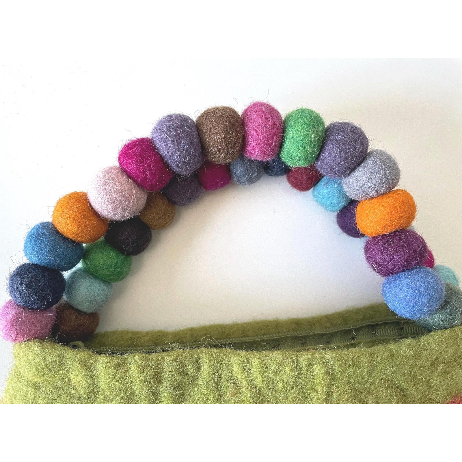 Rising Tide Wool Felted Bag Handmade Nepal Purse with Colorful Beaded Handle
