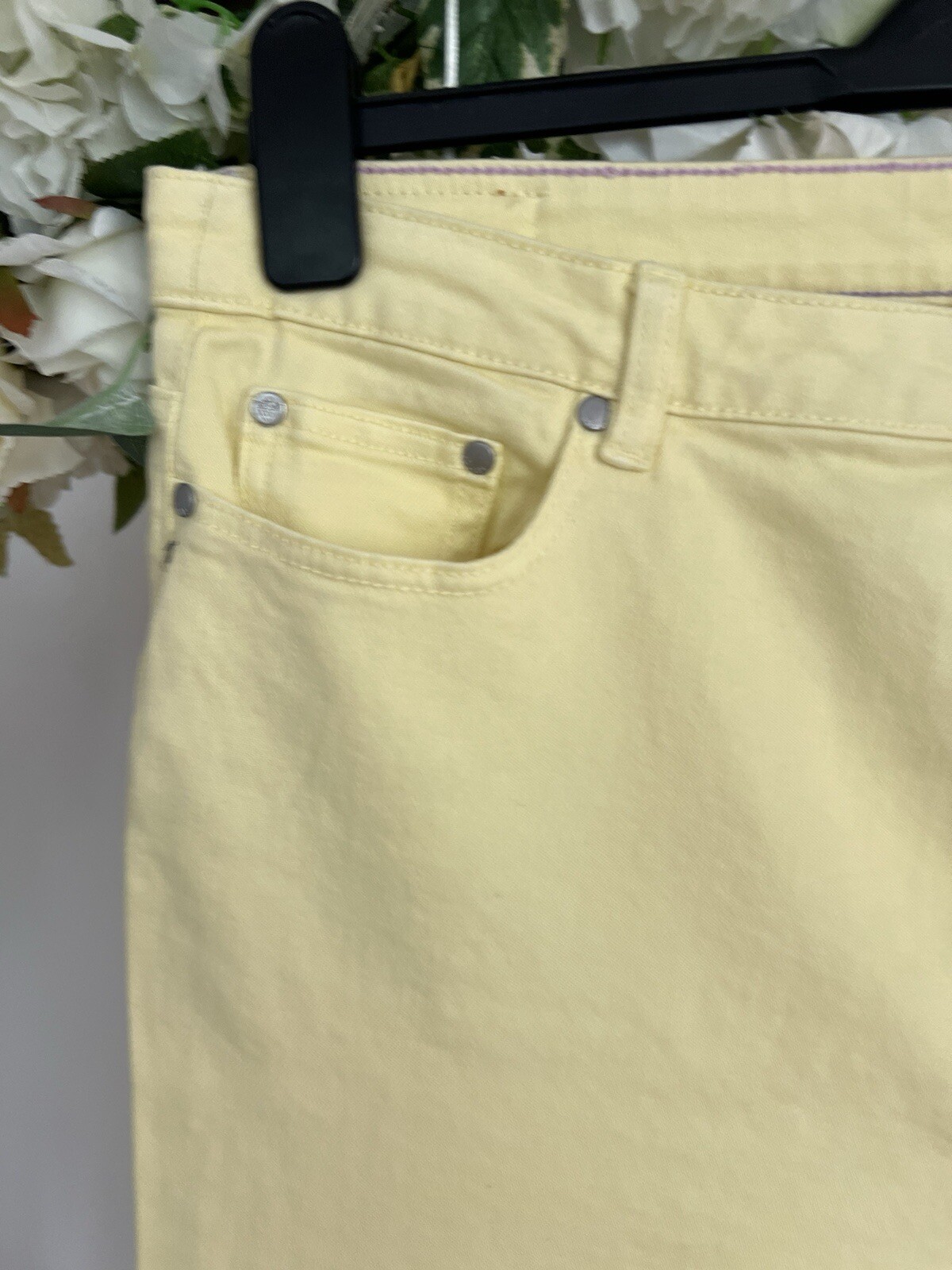 JOULES Bette Jeans Size 20 Lemon Yellow Denim Slim Straight Cropped Leg NEW