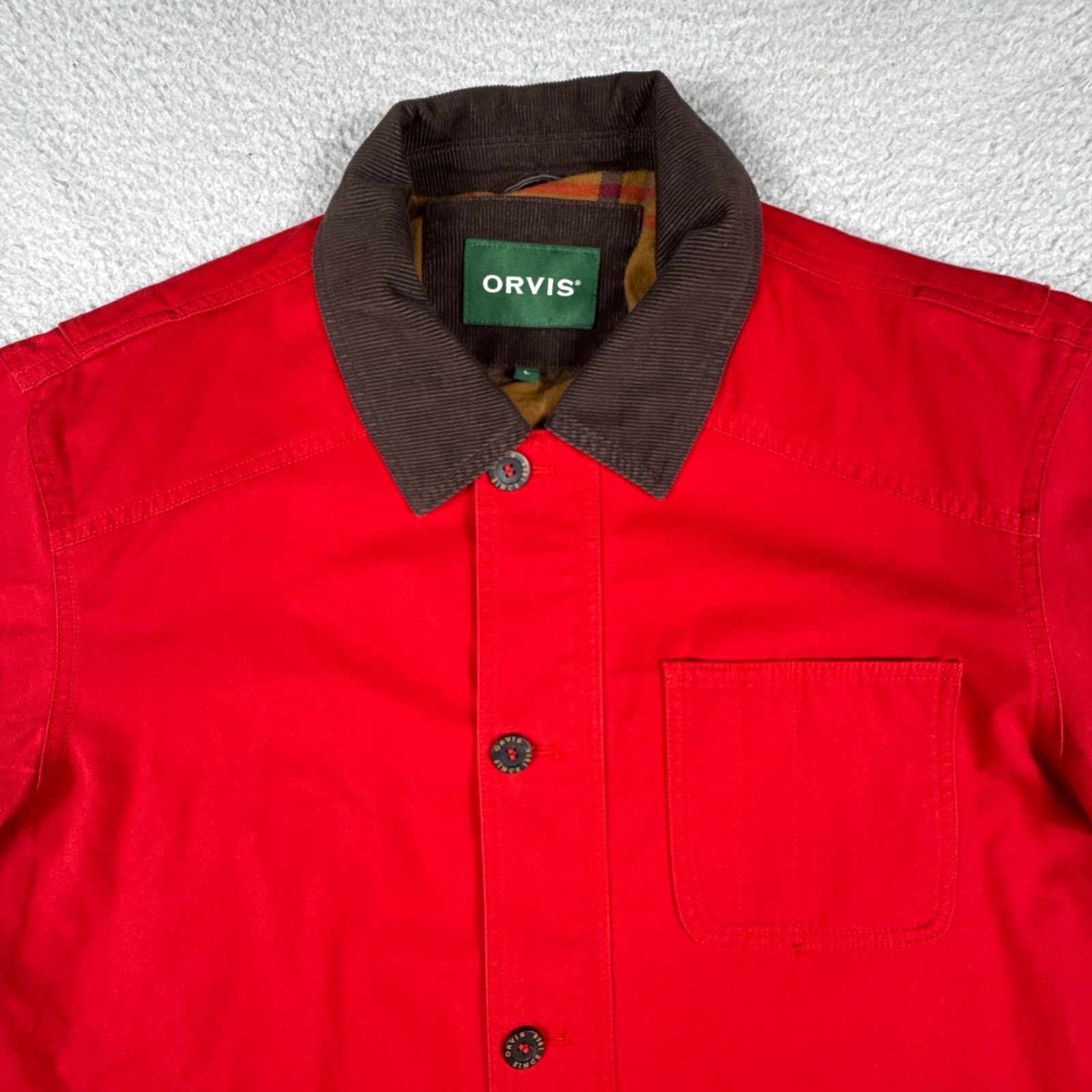 Orives Jacket Mens Large Field Work Chore Utility Flannel Lined Corduroy Collar