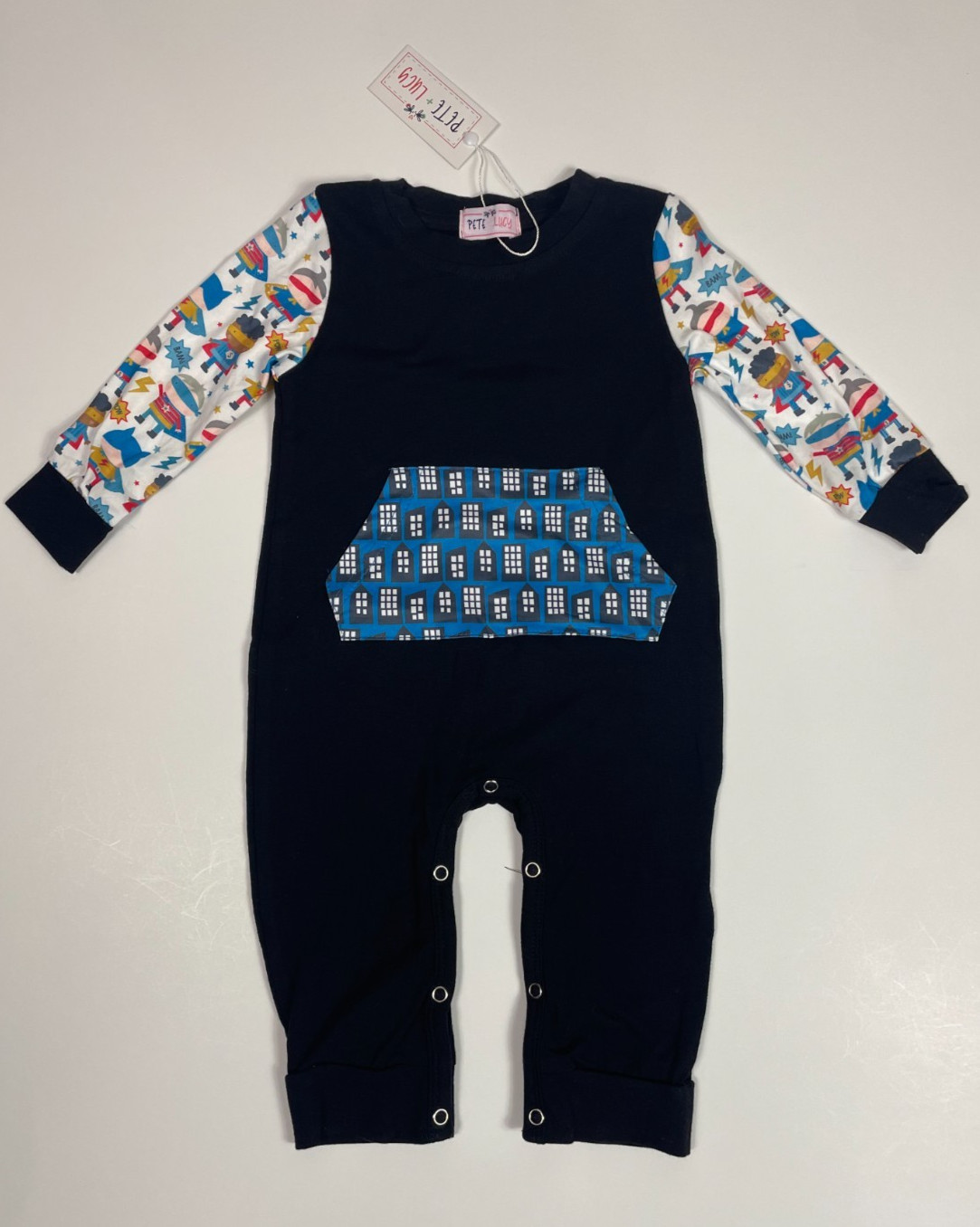 NEW Pete + Lucy Baby Boys Super Power One Piece Outfit Size 9-12 Months